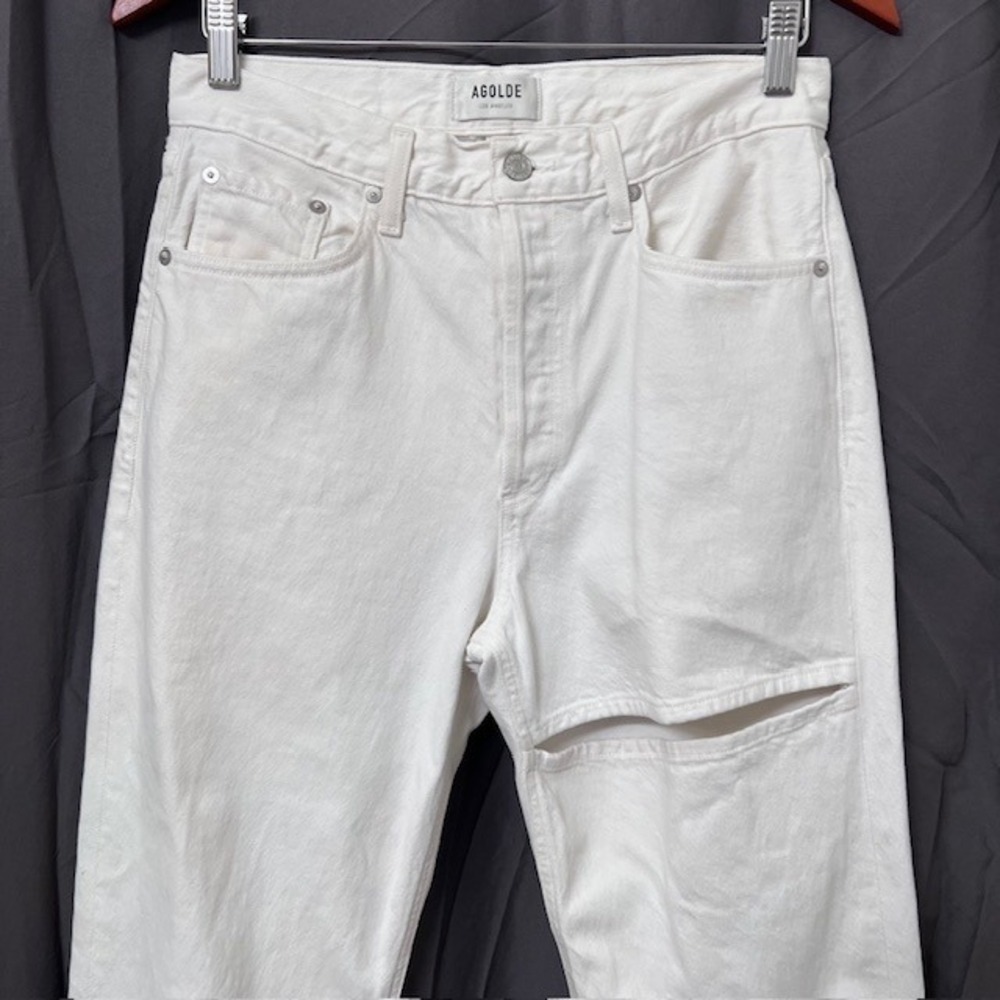 AGOLDE Lana Slice White High Rise Straight Leg Jeans Chic Organic Cotton Size 27